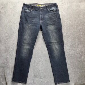 Lee Jeans Mens 36X34 Blue Extreme Motion Straight Fit Tapered Leg Faded Denim